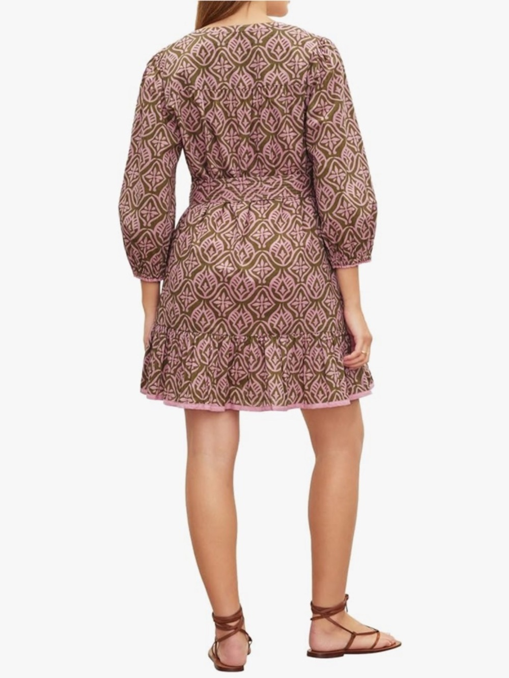 Velvet by Graham & Spencer Pink Brown Mosaic Dress size X small - Picture 3 of 14